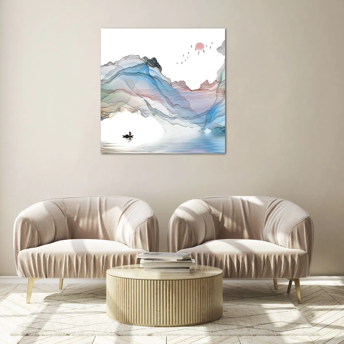 Quadro em vidro - Em direção às montanhas de cristal - 30x30 cm