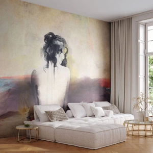 Papel de Parede Premium Canvas - Linhas suaves, formas ovais - Mulher, Corpo, Pedaço - 350x256 cm