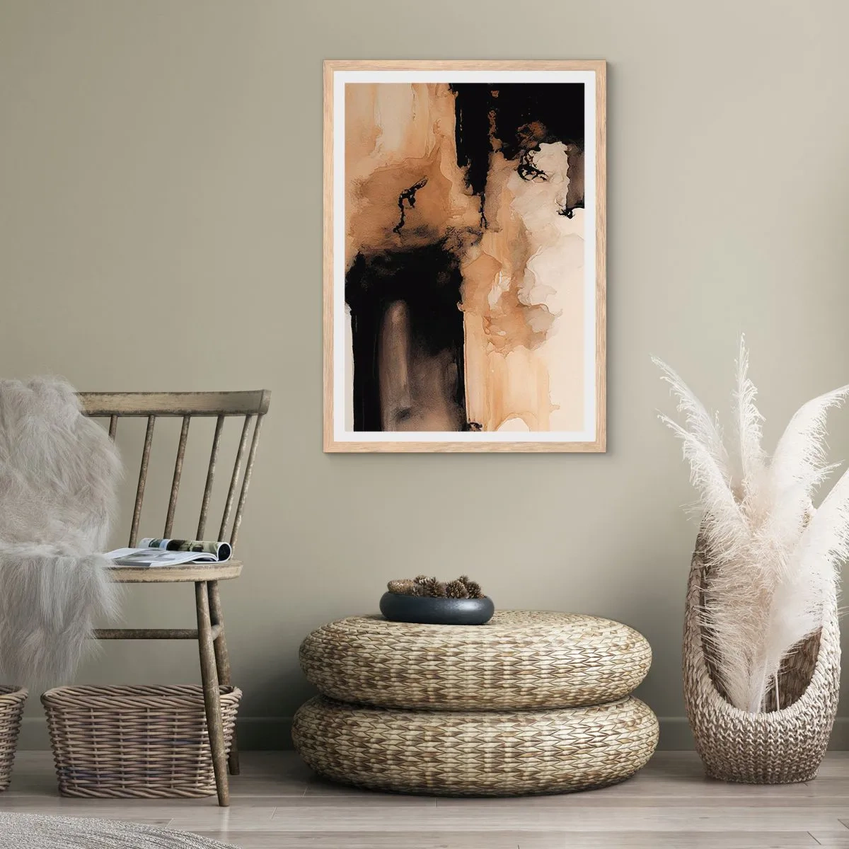Pôster com moldura de carvalho claro - Abstração intrigante - 50x70 cm