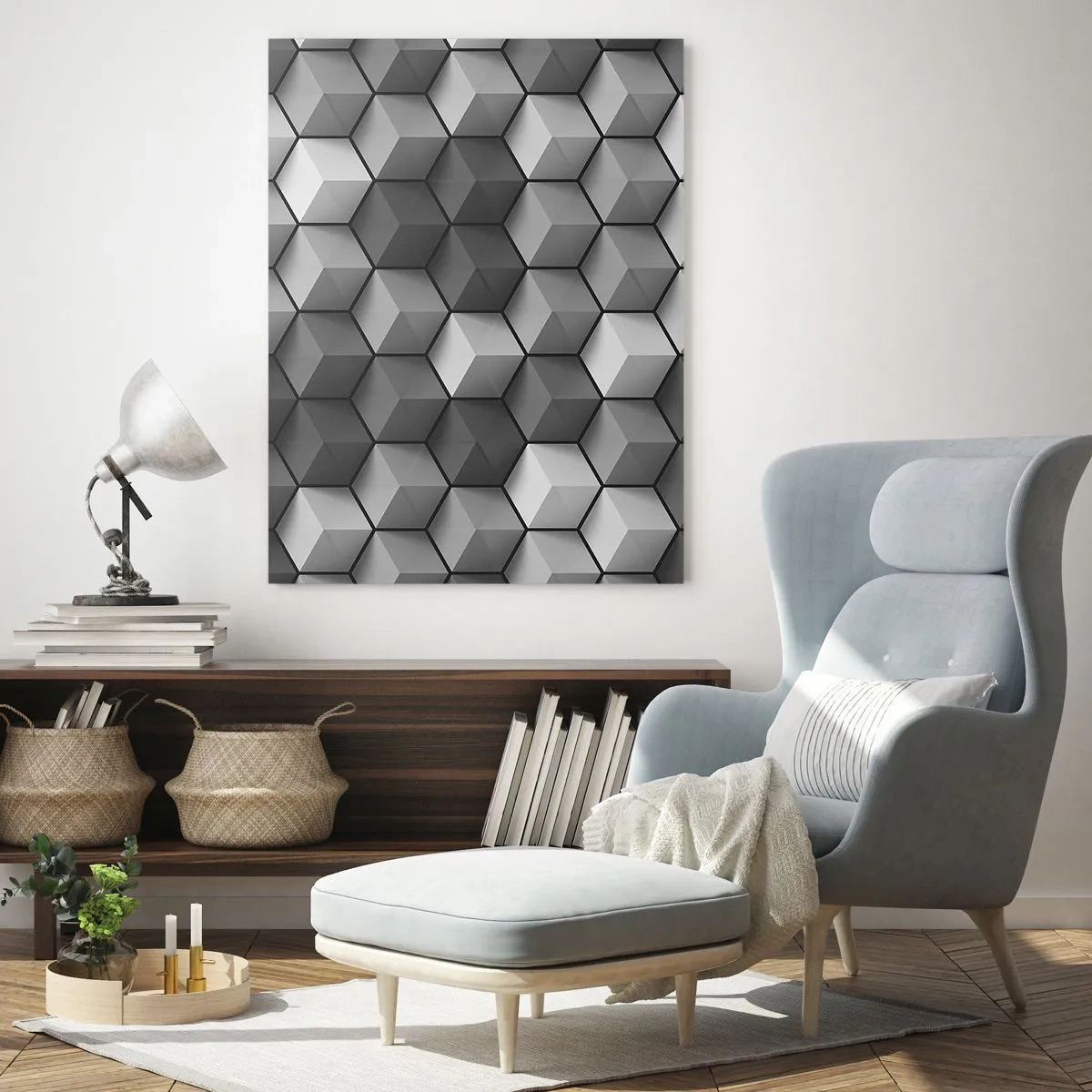 Quadro em vidro - Quebra-cabeça cubista - 50x70 cm