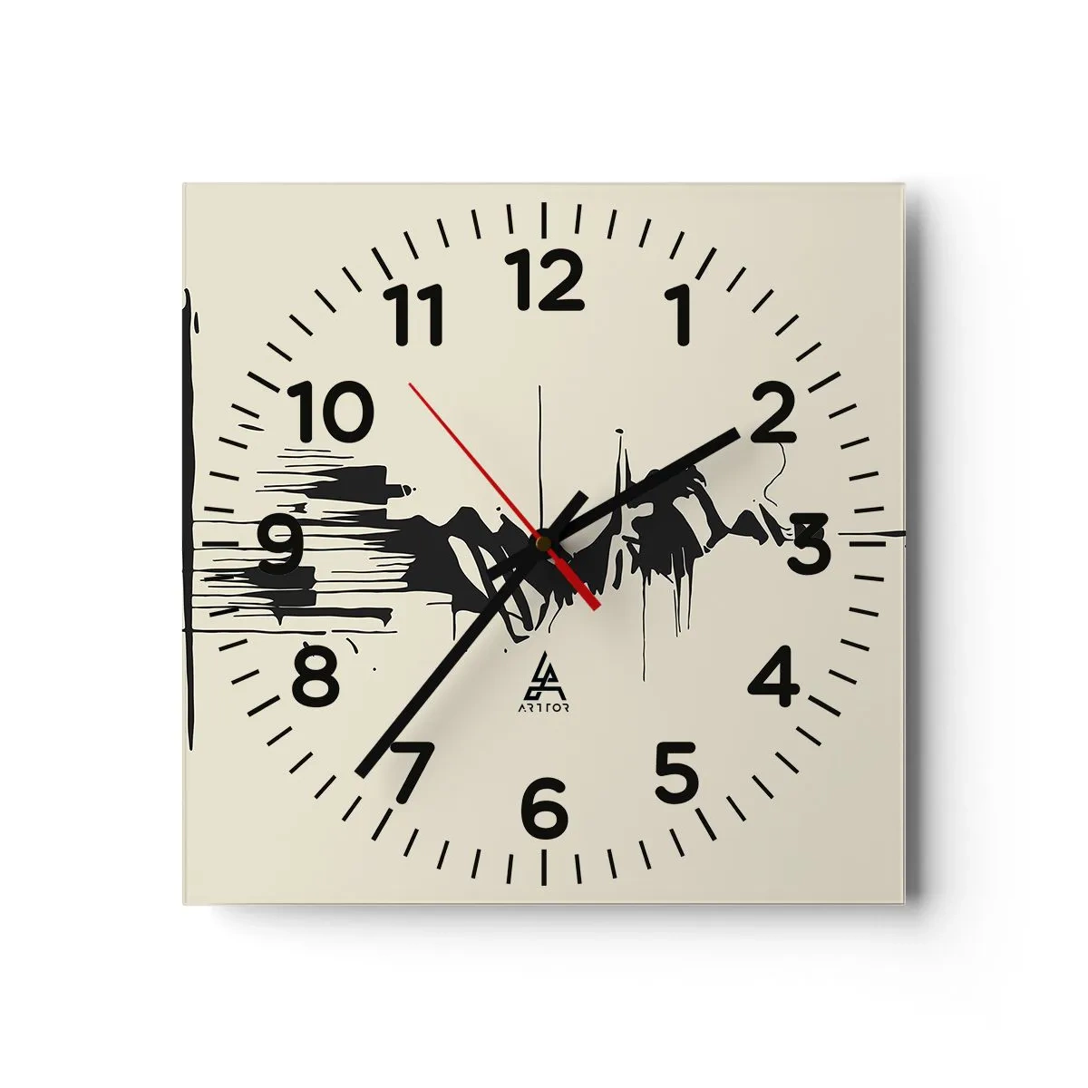 Relógio de parede - Relógio em vidro - Abstração apressada - 30x30 cm