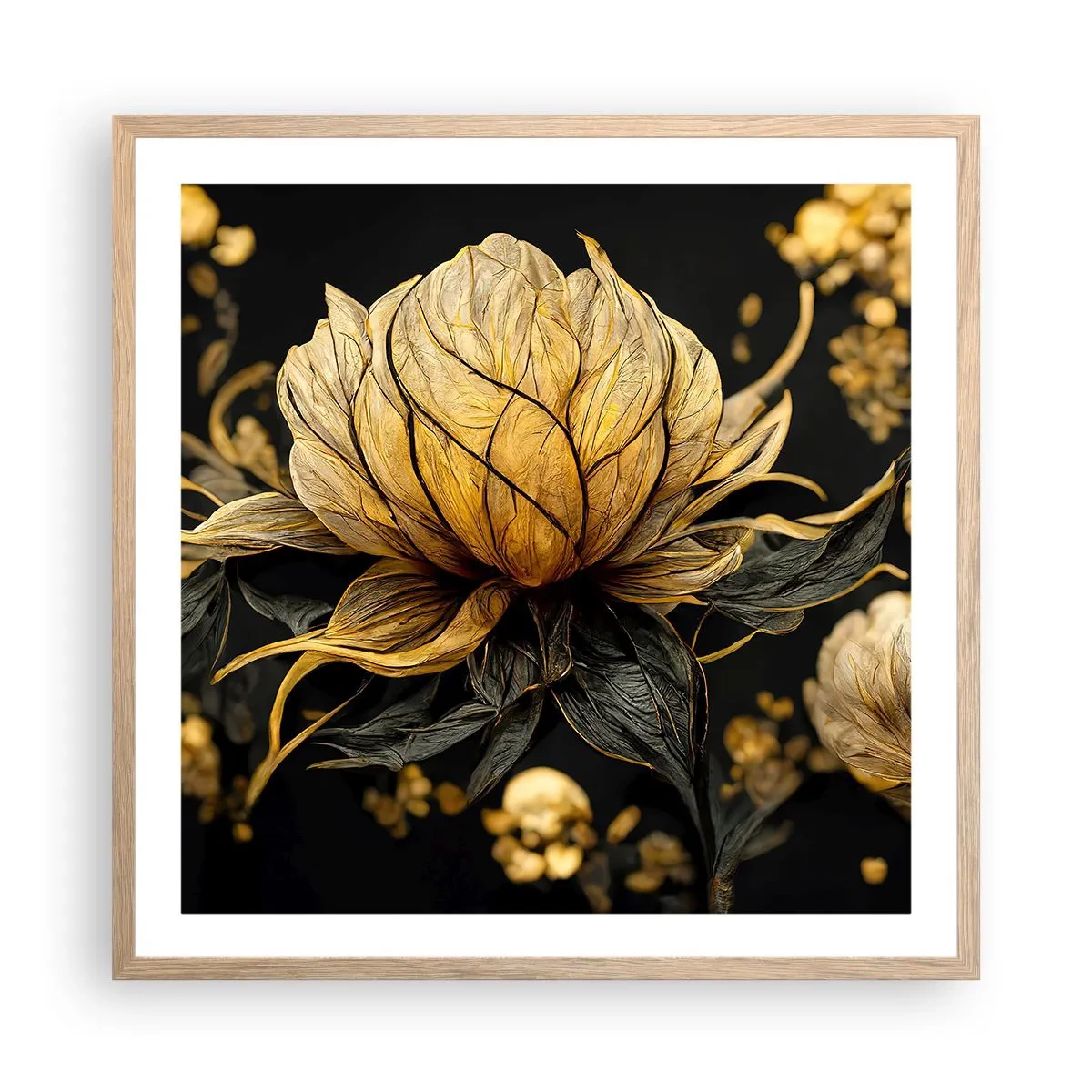 Pôster com moldura de carvalho claro - Fragilidade sutil - 60x60 cm