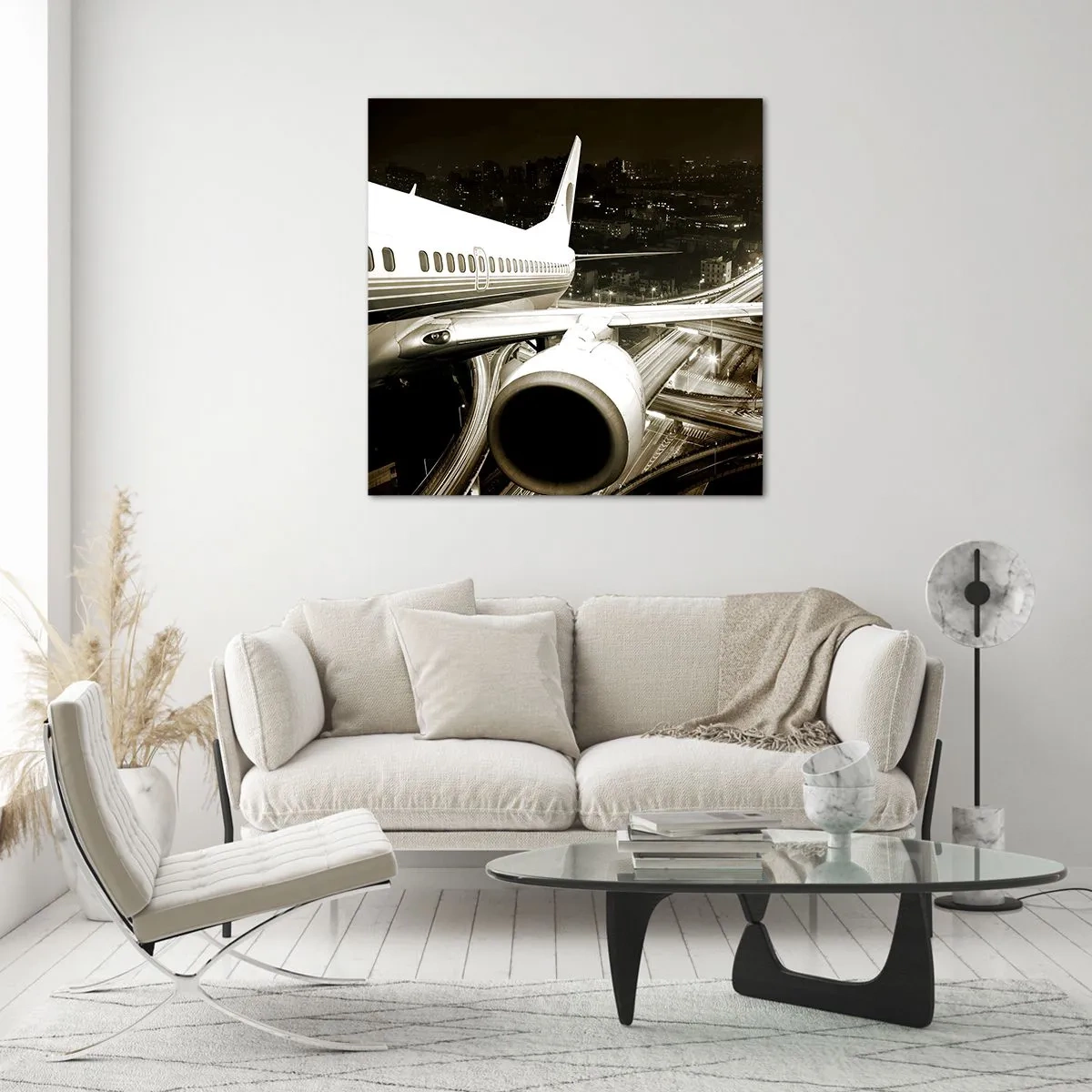 Quadro em vidro - Voar para a noite - 60x60 cm