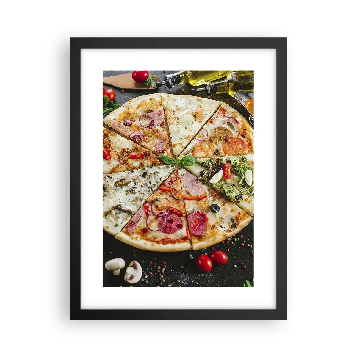 Pôster com moldura preta - Gama de sabores - 30x40 cm