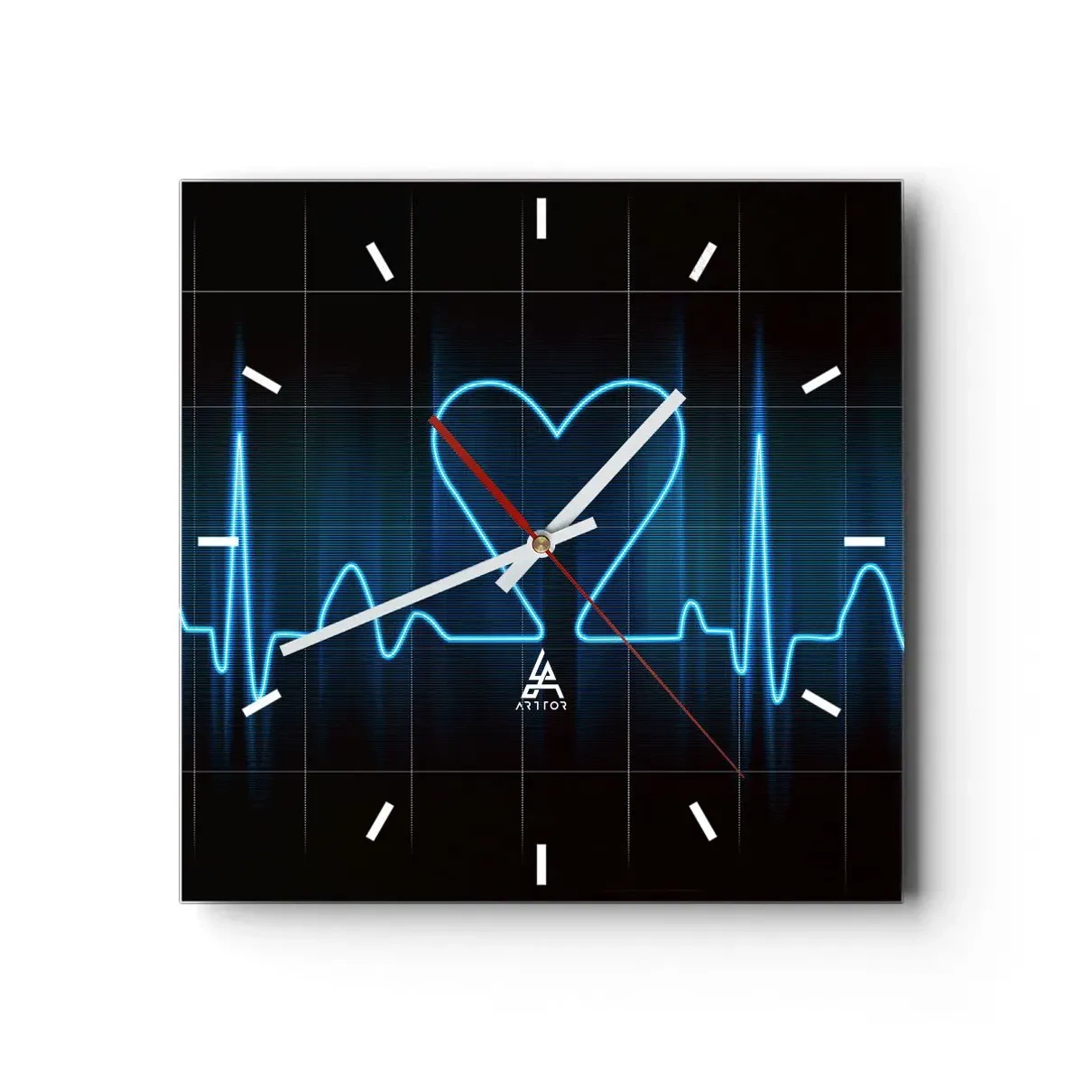 Relógio de parede - Relógio em vidro - No ritmo do coração - 30x30 cm