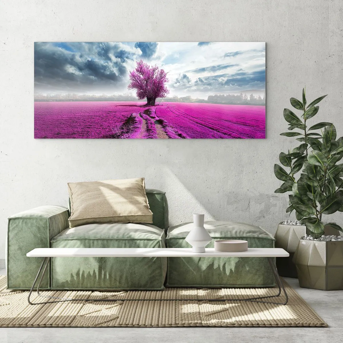 Quadro em vidro - Charmosa charneca - 100x40 cm