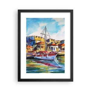 Pôster com moldura preta - Tarde de arco-íris - 30x40 cm
