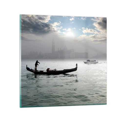 Quadro em vidro - Uma cidade fabulosa feita de água e nevoeiro - 70x70 cm