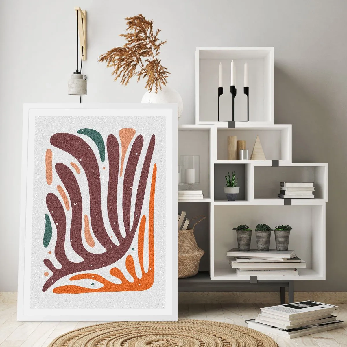 Pôster em moldura branca - Composição orgánica radiante - 40x50 cm