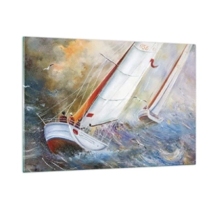 Quadro em vidro - Correr sobre as ondas - 120x80 cm