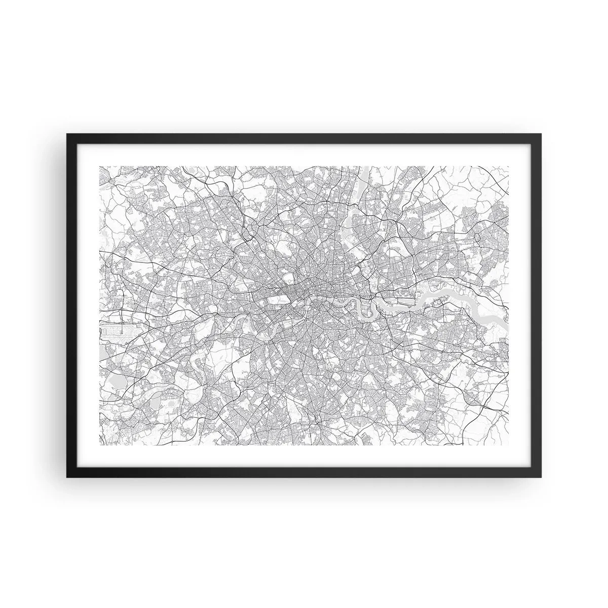 Pôster com moldura preta - Mapa do labirinto de Londres - 70x50 cm