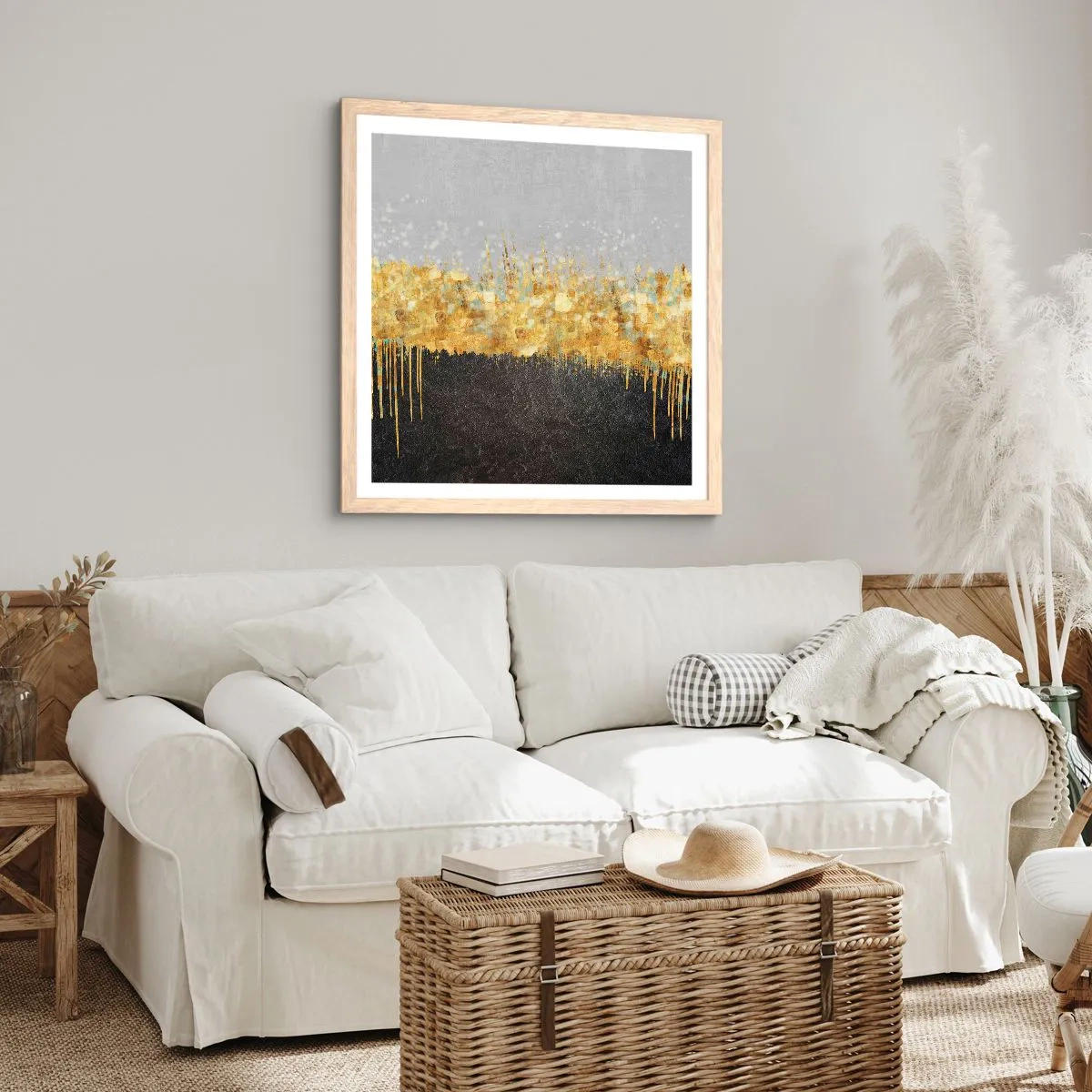 Pôster com moldura de carvalho claro - Para dentro e para cima - 60x60 cm