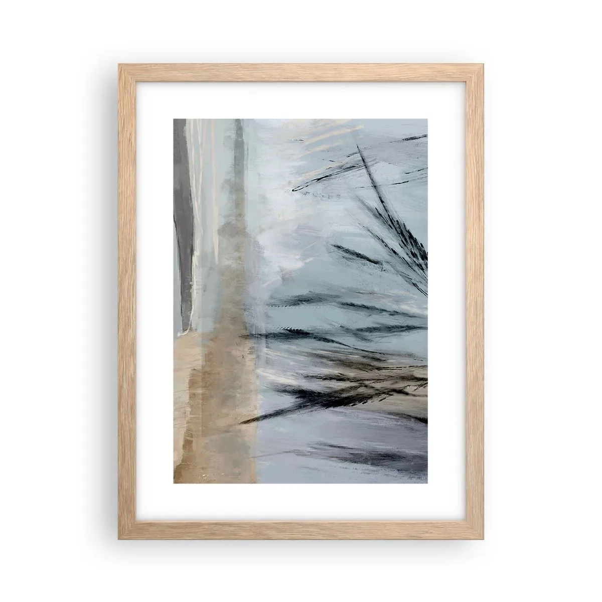 Pôster com moldura de carvalho claro - Campos de inverno - 30x40 cm