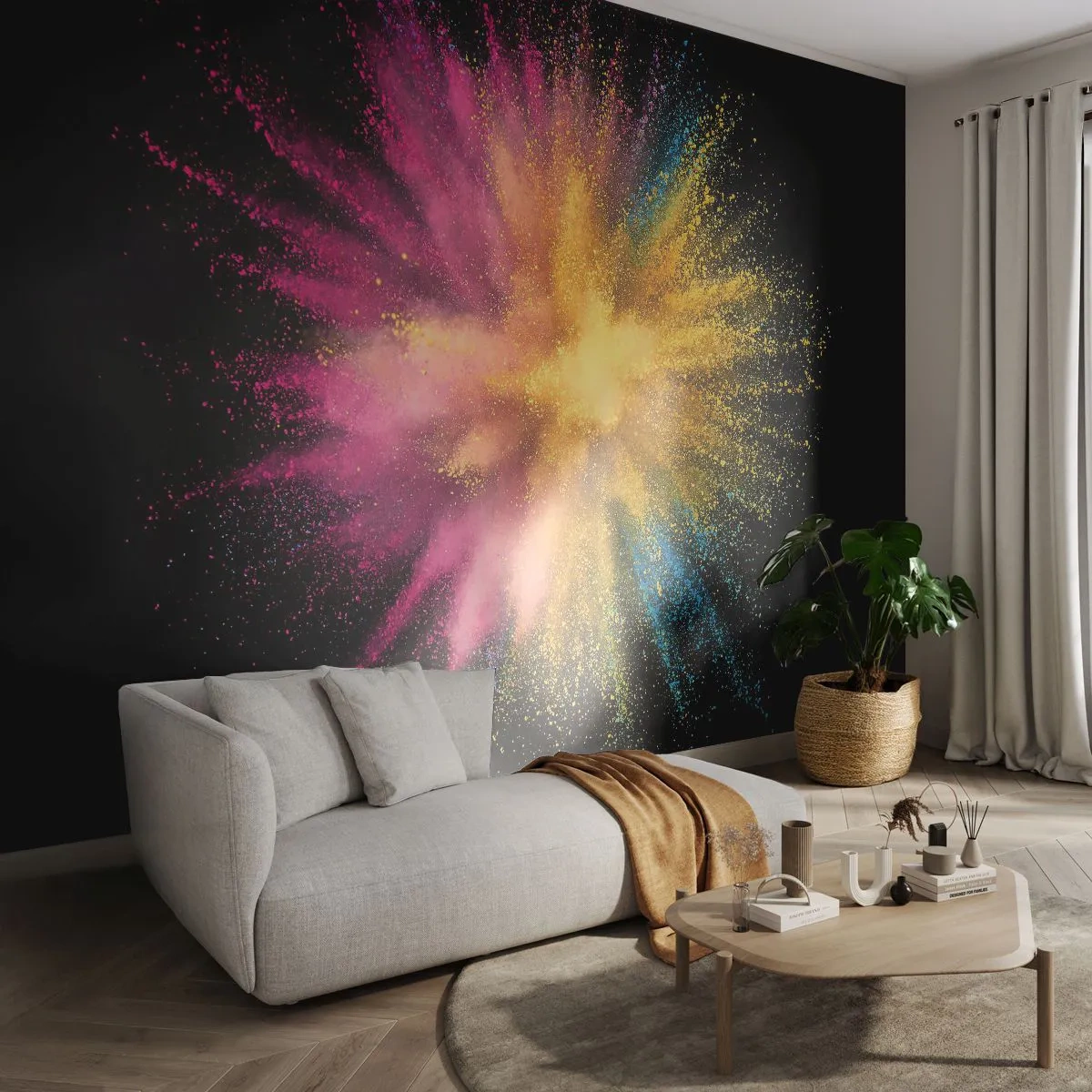 Papel de Parede Premium Sand - O nascimento das cores - Abstração, Pedaço, Fantasia - 400x280 cm