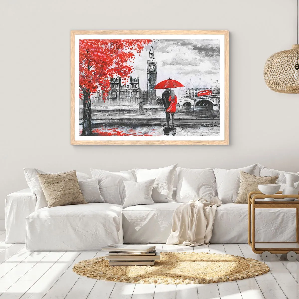 Pôster com moldura de carvalho claro - Apaixonados em Londres - 50x40 cm