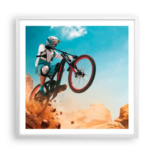 Pôster em moldura branca - Loucura demoníaca da bicicleta - 60x60 cm