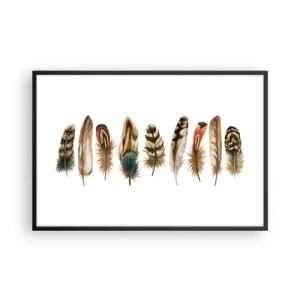 Pôster com moldura preta - Variações de penas - 91x61 cm