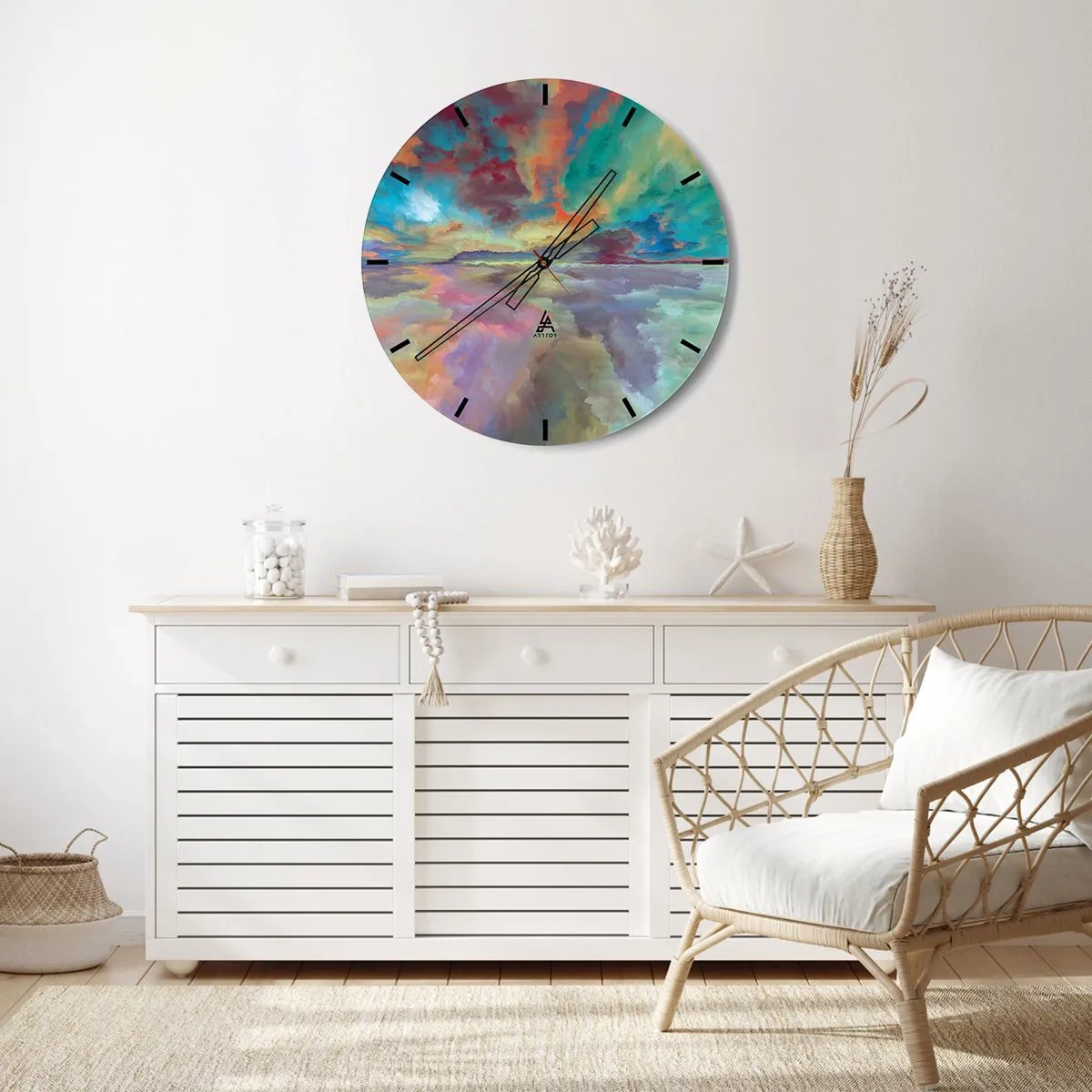 Relógio de parede - Relógio em vidro - Dois Céus - 40x40 cm