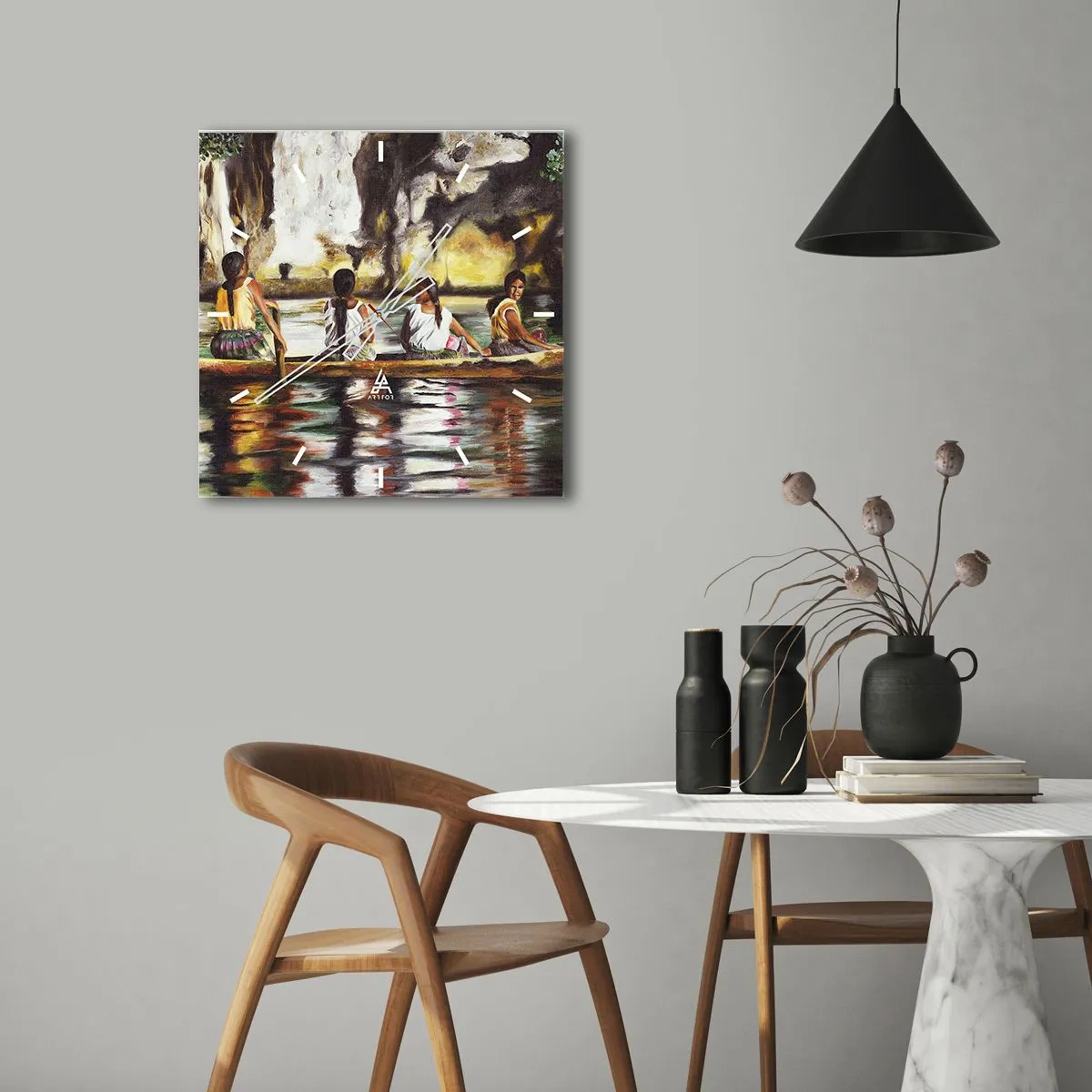 Relógio de parede - Relógio em vidro - Num paraíso polinésio - 30x30 cm