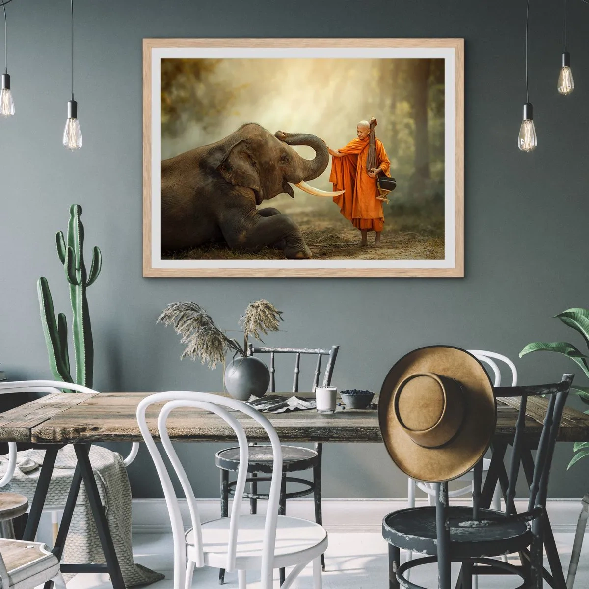 Pôster com moldura de carvalho claro - Encontro na viagem - 91x61 cm