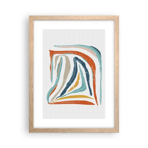 Pôster com moldura de carvalho claro - Abstração com um sorriso amigável - 30x40 cm