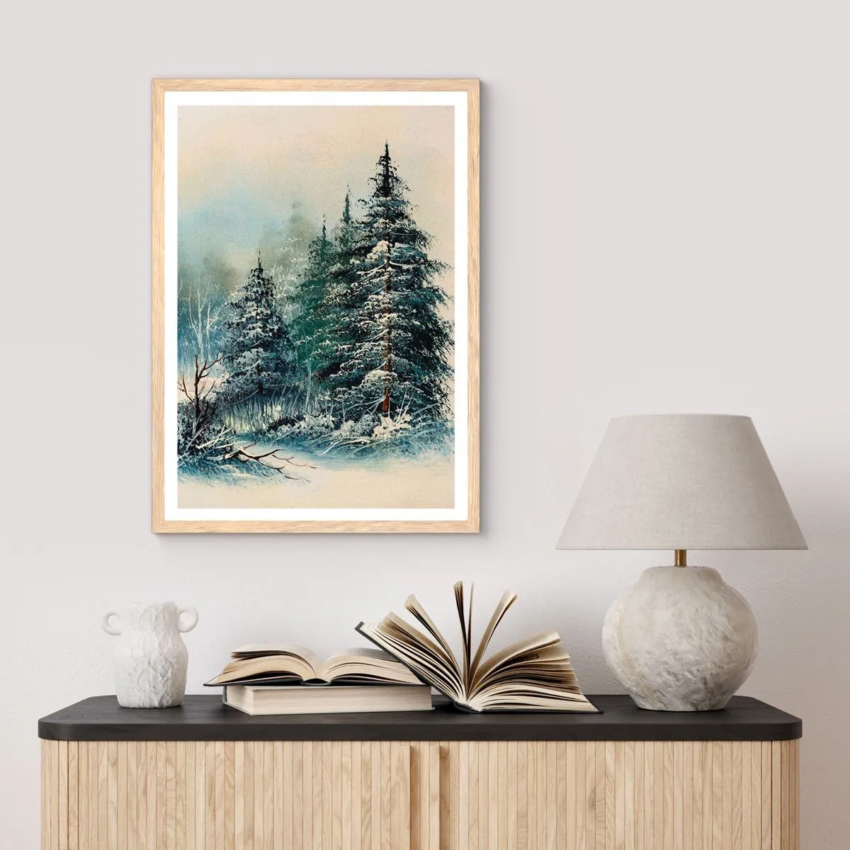 Pôster com moldura de carvalho claro - Prontas para o Natal - 70x100 cm