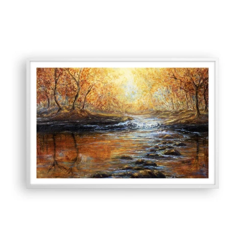 Pôster em moldura branca - Riacho Dourado - 91x61 cm