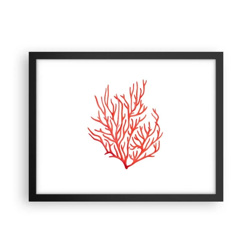 Pôster com moldura preta - Filigrana coral - 40x30 cm