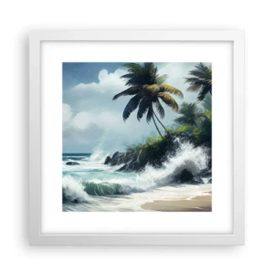 Pôster em moldura branca - Em uma costa tropical - 30x30 cm