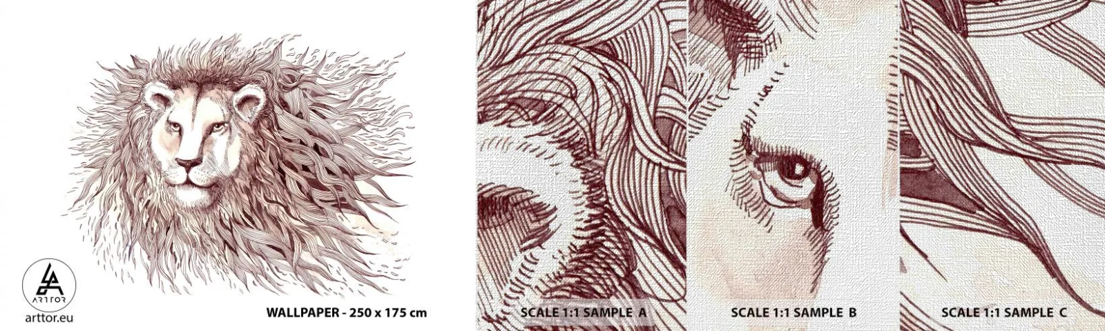 Amostra de papel de parede Premium Canvas - Senhor das Chamas - Animais, Leão, Abstração - 100x30 cm