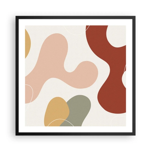 Pôster com moldura preta - Ziguezagues ornamentais - 60x60 cm