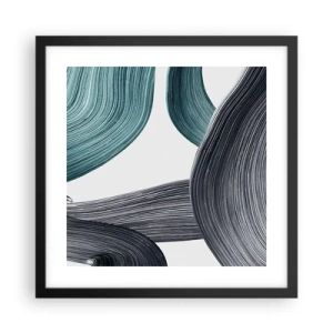 Pôster com moldura preta - Trilhas esmeralda e preta - 40x40 cm