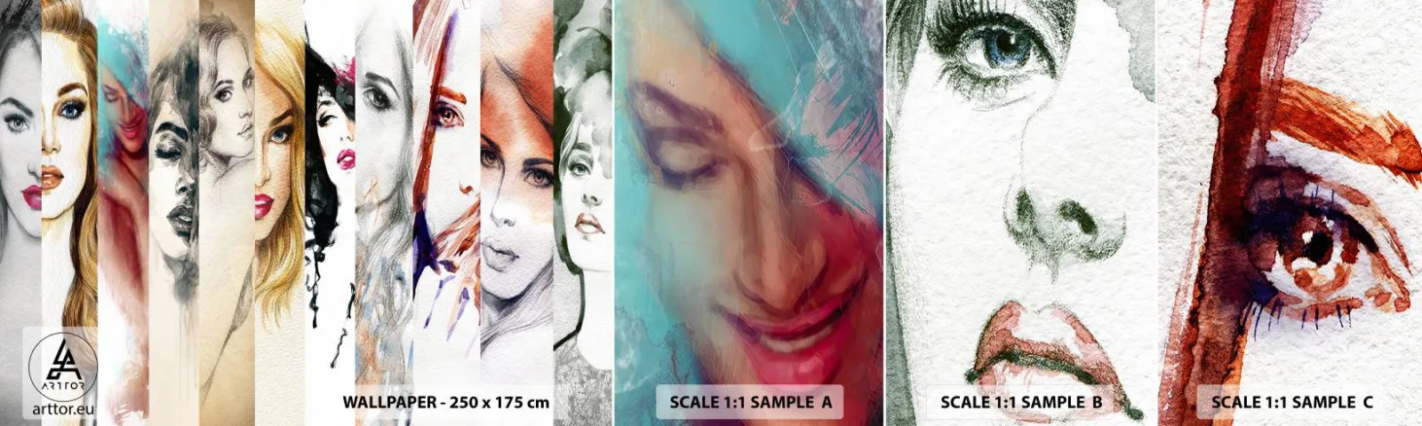 Amostra de papel de parede autocolante Deluxe Sticker - Sempre VOCÊ - Mulher, Rosto de mulher, Retrato - 100x30 cm