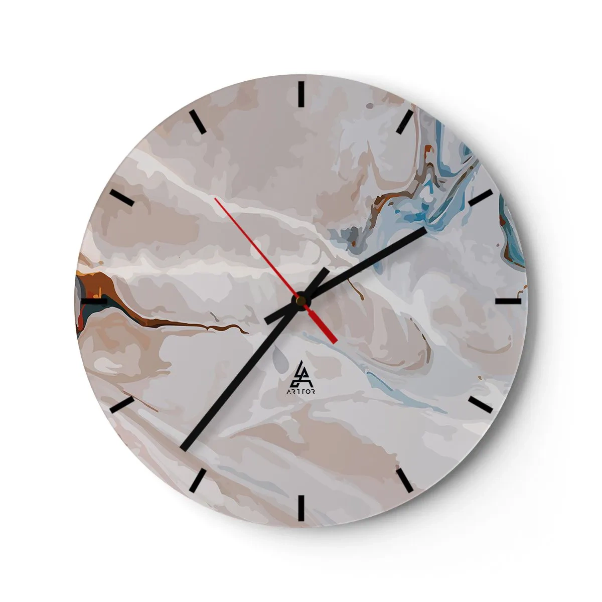 Relógio de parede - Relógio em vidro - Meandros azuis sob branco - 40x40 cm