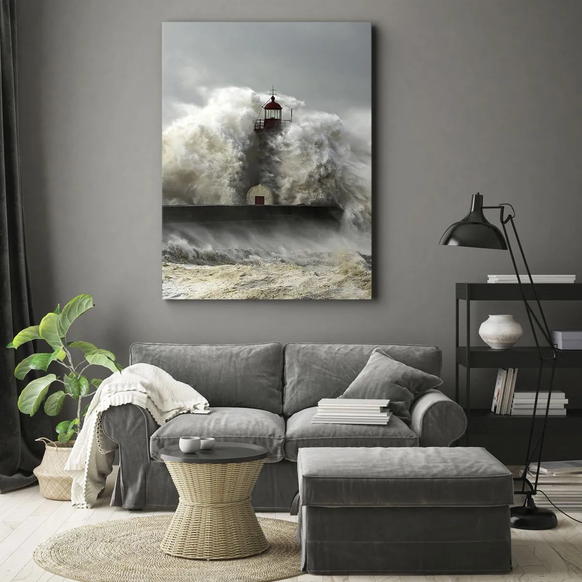 Quadro em tela - A ira do oceano - 80x120 cm