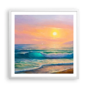 Pôster em moldura branca - O canto turquesa das ondas - 60x60 cm