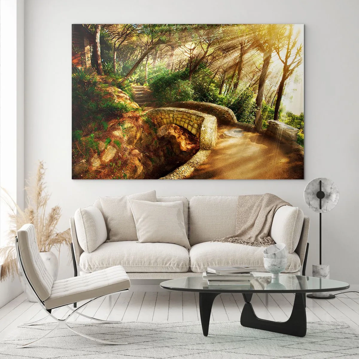 Quadro em vidro - Direto da ponte para a floresta de contos de fadas - 100x70 cm