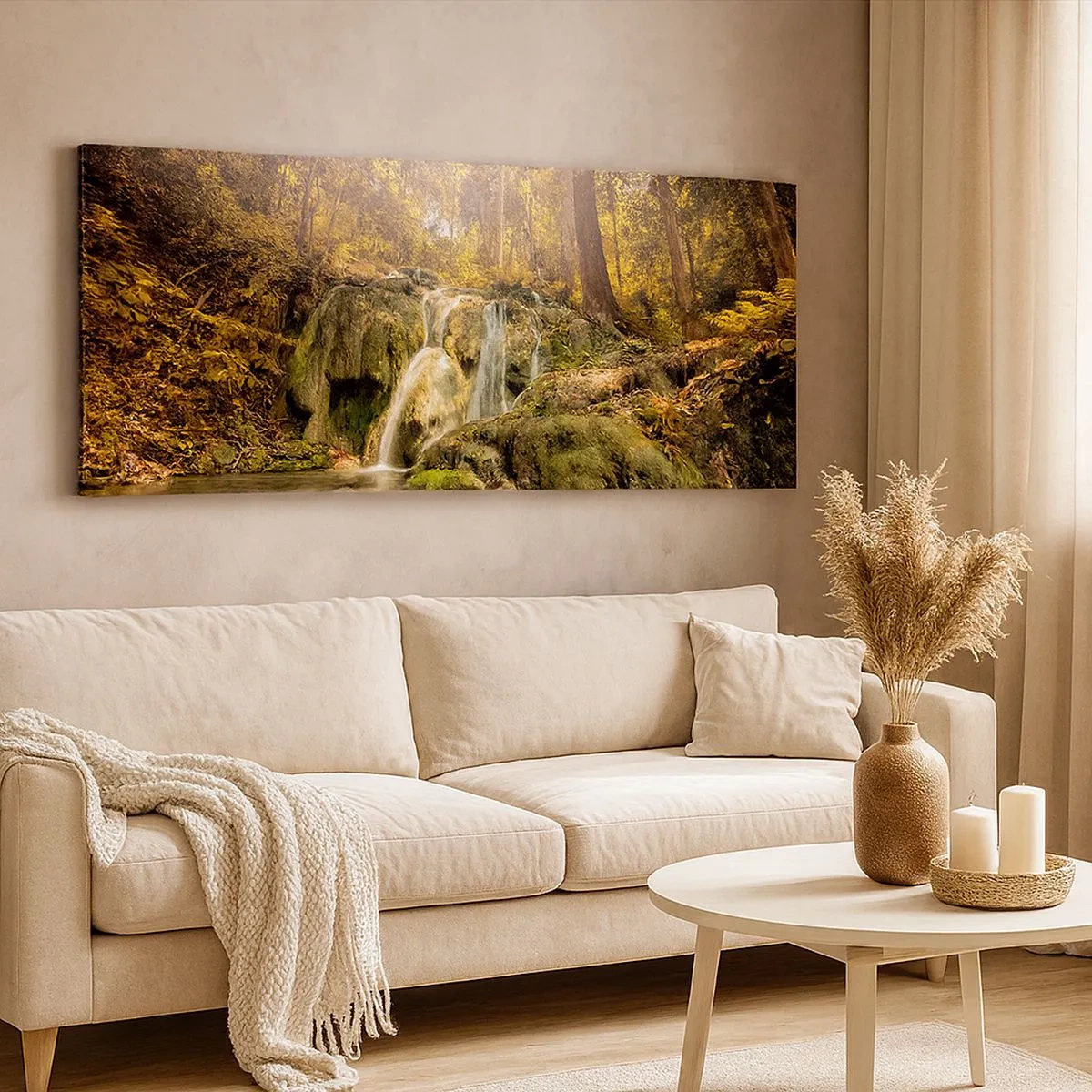 Quadro em tela - Cascata na floresta - 100x40 cm