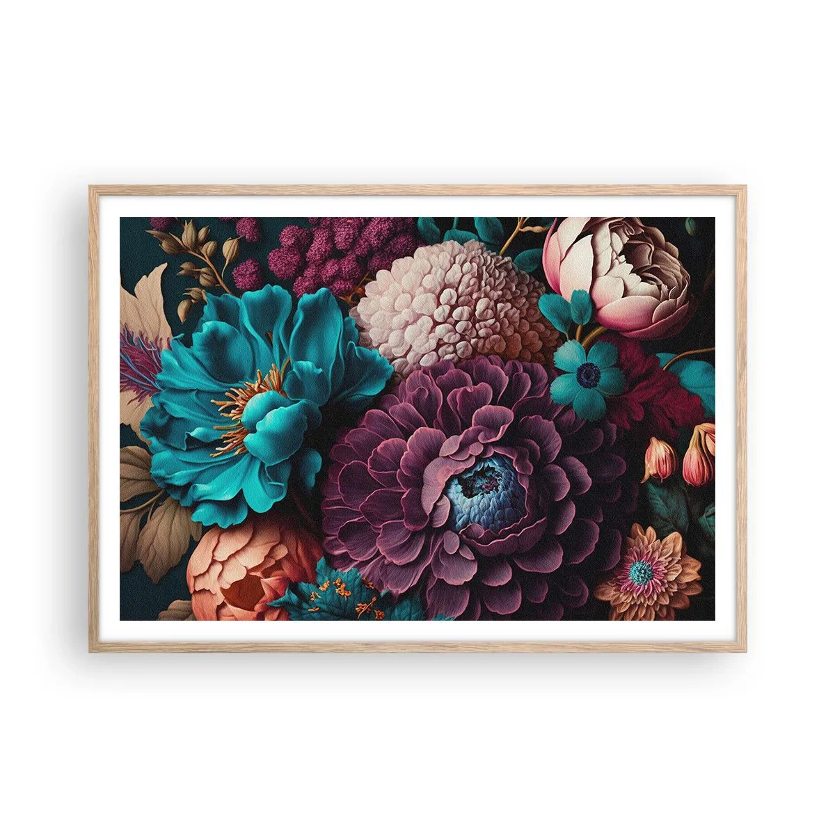 Pôster com moldura de carvalho claro - Natureza em abundância - 100x70 cm