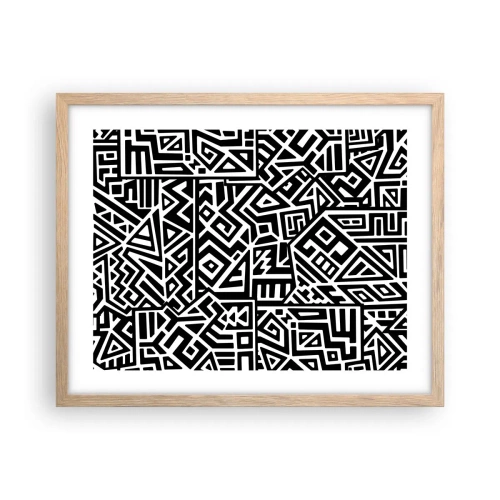 Pôster com moldura de carvalho claro - Composição pré-colombiana - 50x40 cm