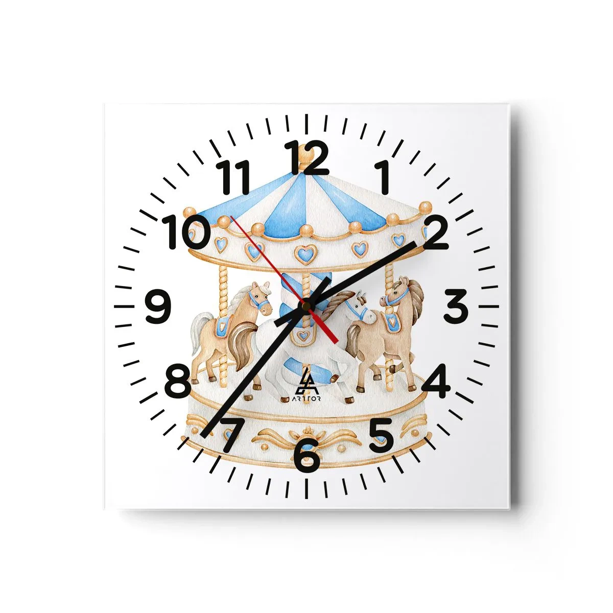 Relógio de parede - Relógio em vidro - Doce infância - 30x30 cm