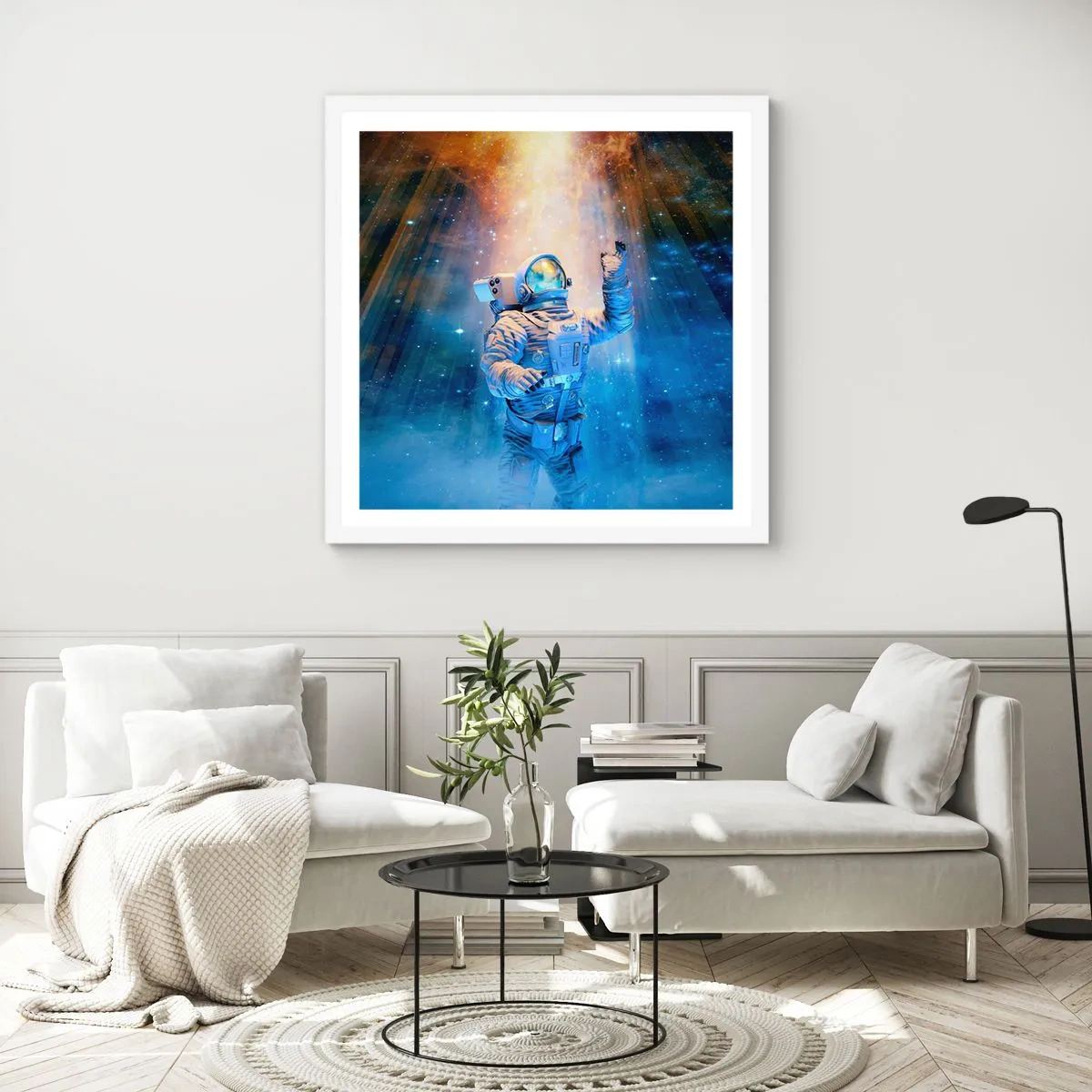 Pôster em moldura branca - Finalmente chegamos - 40x40 cm