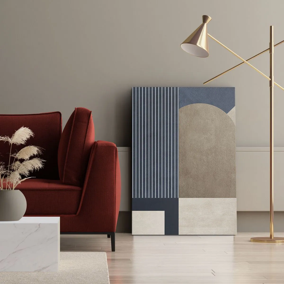 Quadro em tela - Uma composição de simplicidade e redondeza - 65x120 cm