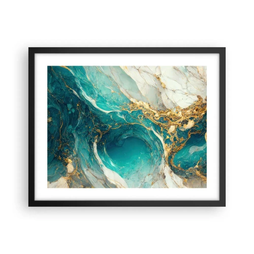 Pôster com moldura preta - Composição com veios d'ouro - 50x40 cm