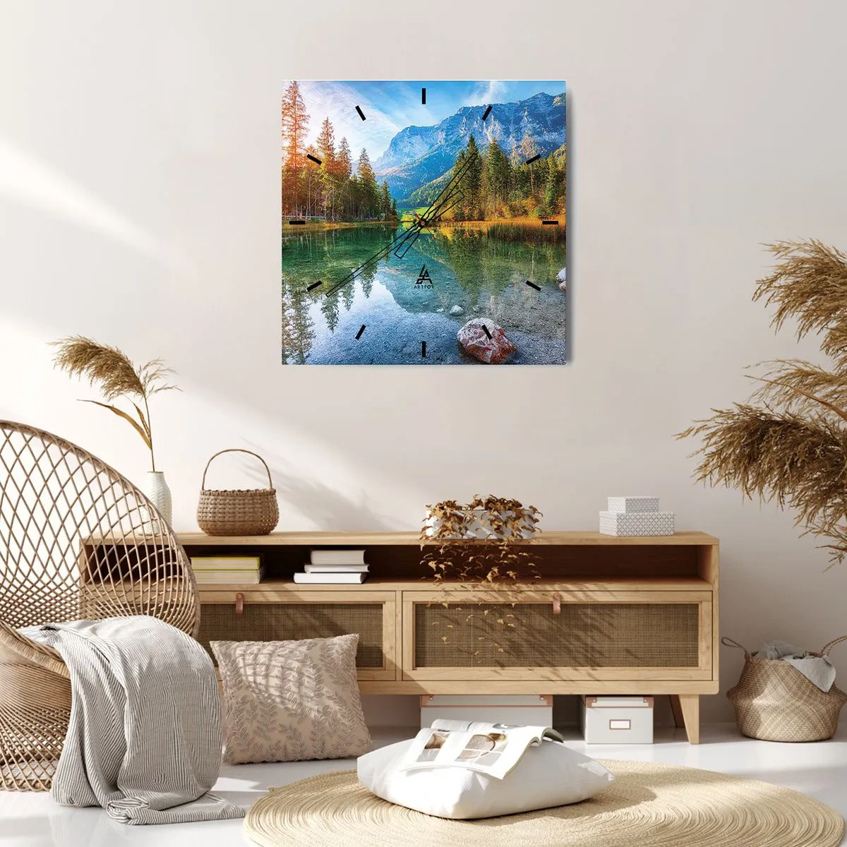 Relógio de parede - Relógio em vidro - A suavidade do outono - 40x40 cm