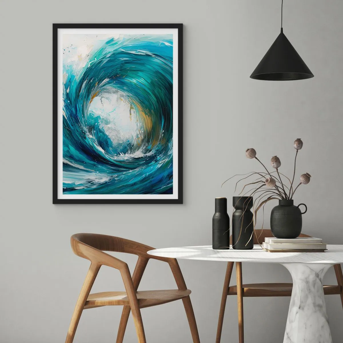 Pôster com moldura preta - Portal do mar - 50x70 cm
