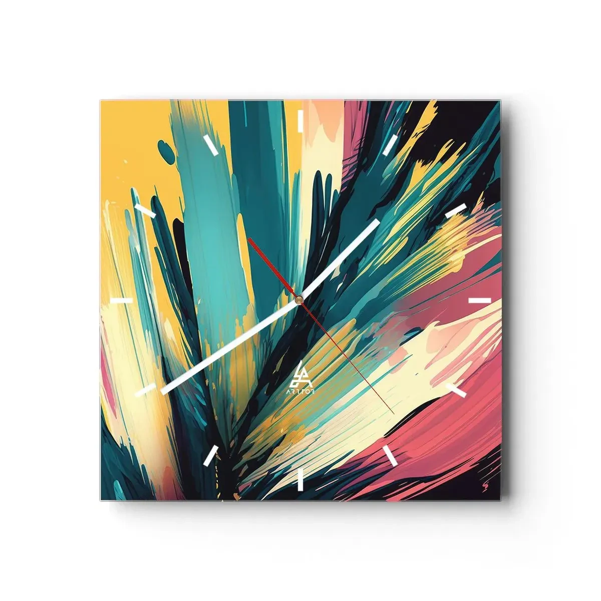 Relógio de parede - Relógio em vidro - Composição – uma explosão de alegria - 40x40 cm