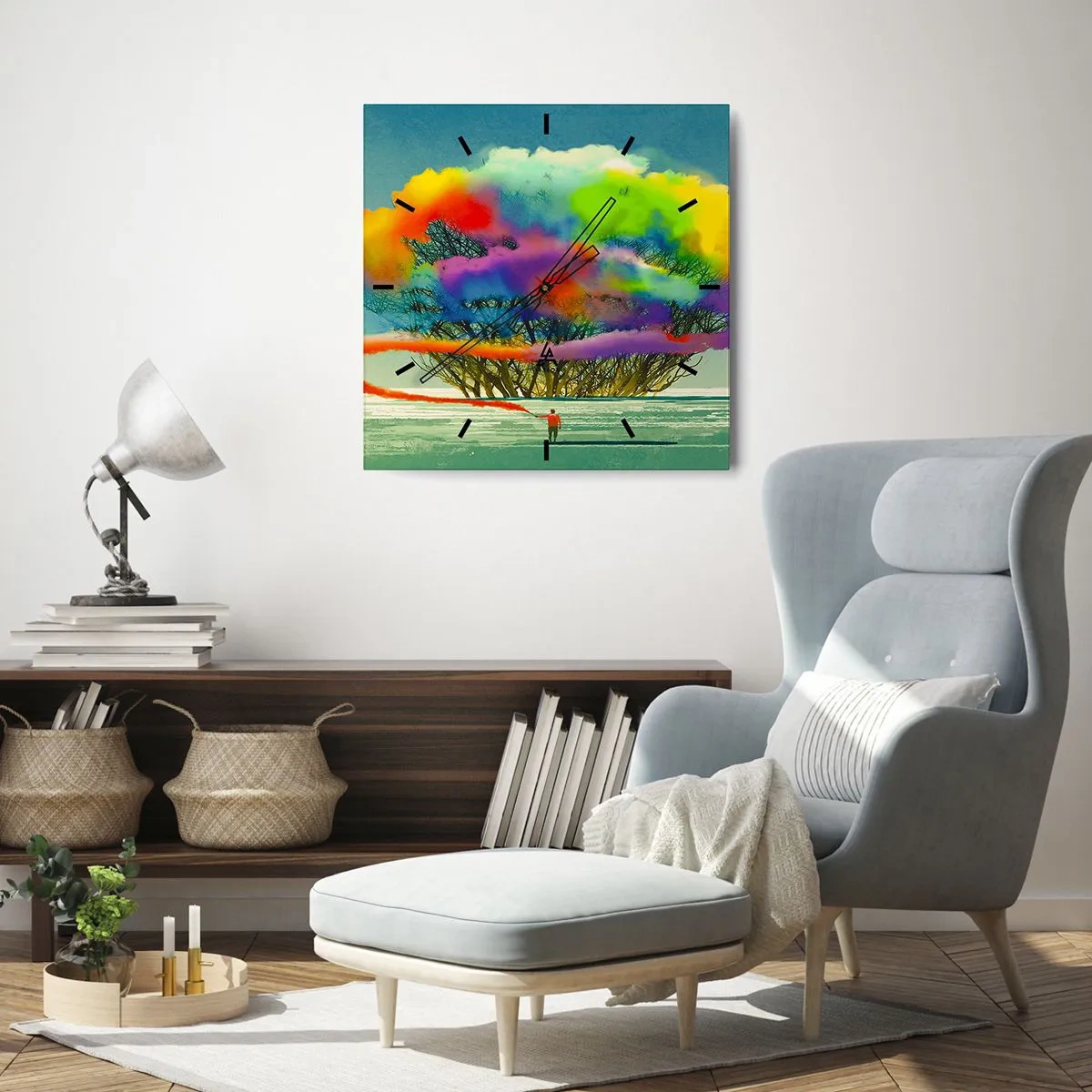 Relógio de parede - Relógio em vidro - Dar vida a este mundo - 30x30 cm