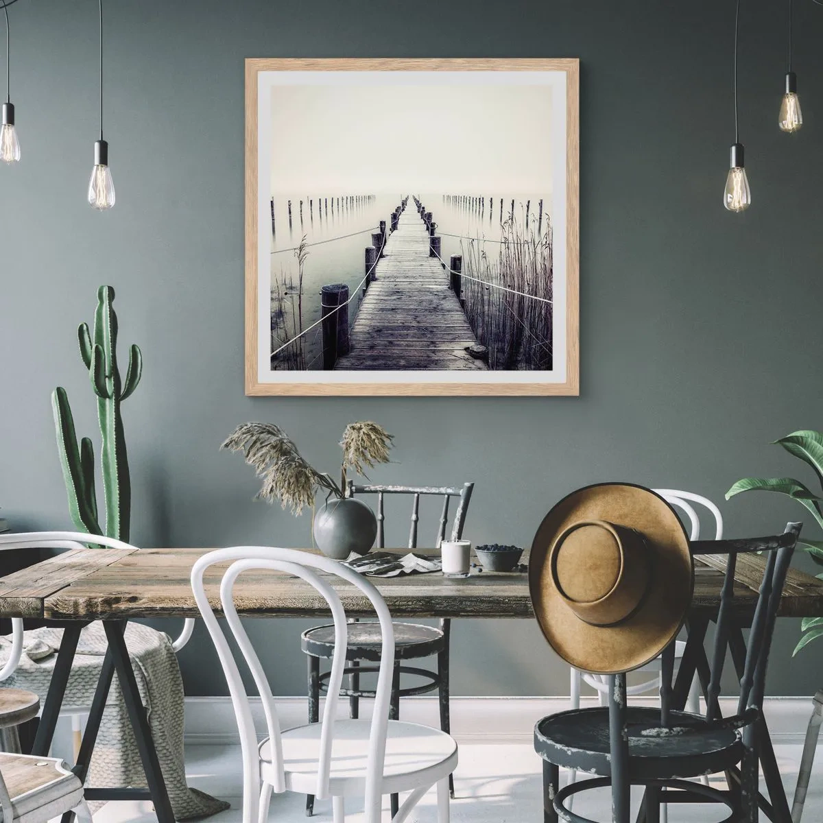 Pôster com moldura de carvalho claro - Mergulhe em paz - 60x60 cm