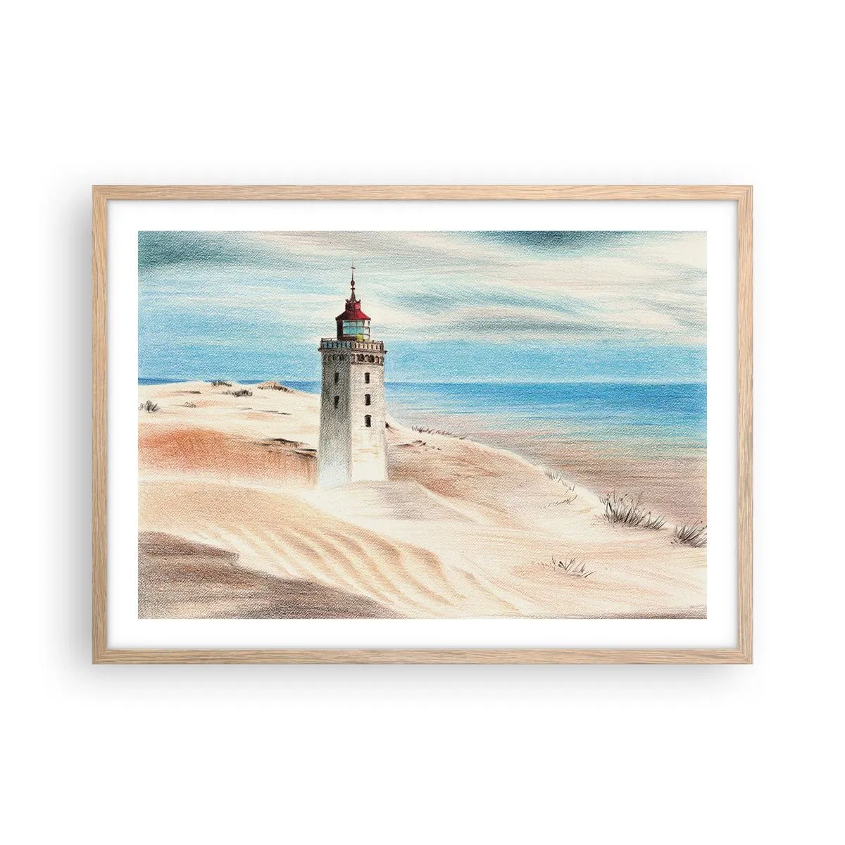 Pôster com moldura de carvalho claro - Sempre a olhar para o mar - 70x50 cm